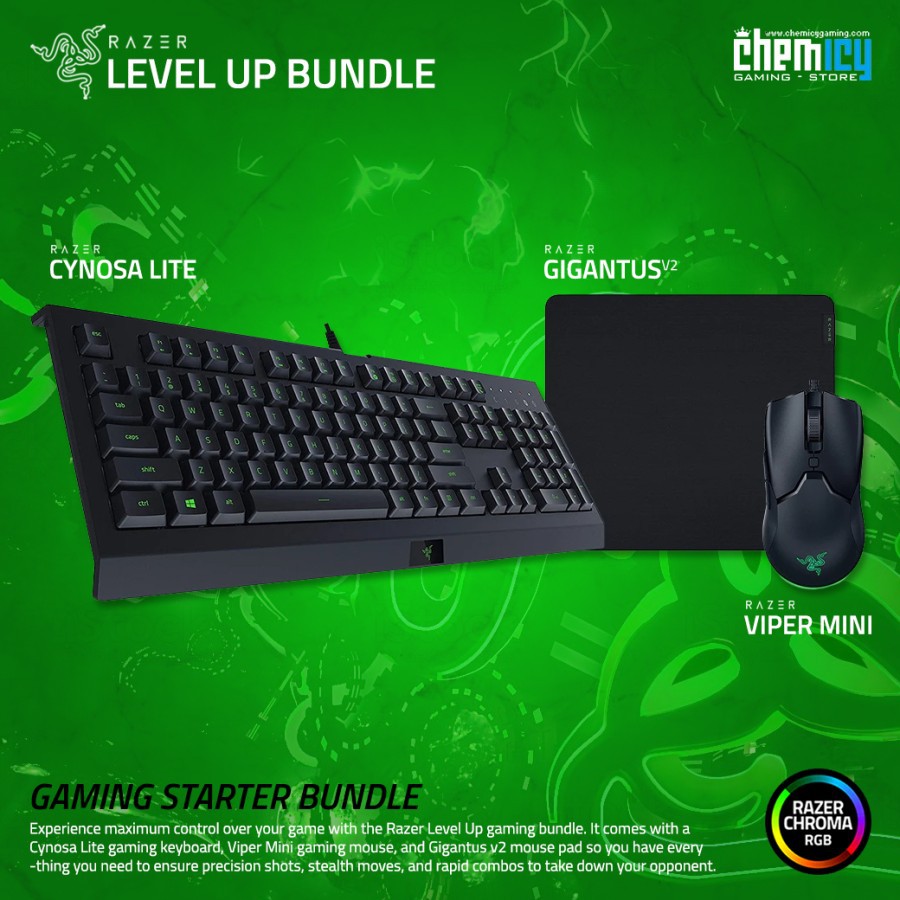 Razer Level Up Gaming Bundle : Cynosa Lite + Viper Mini + Gigantus V2