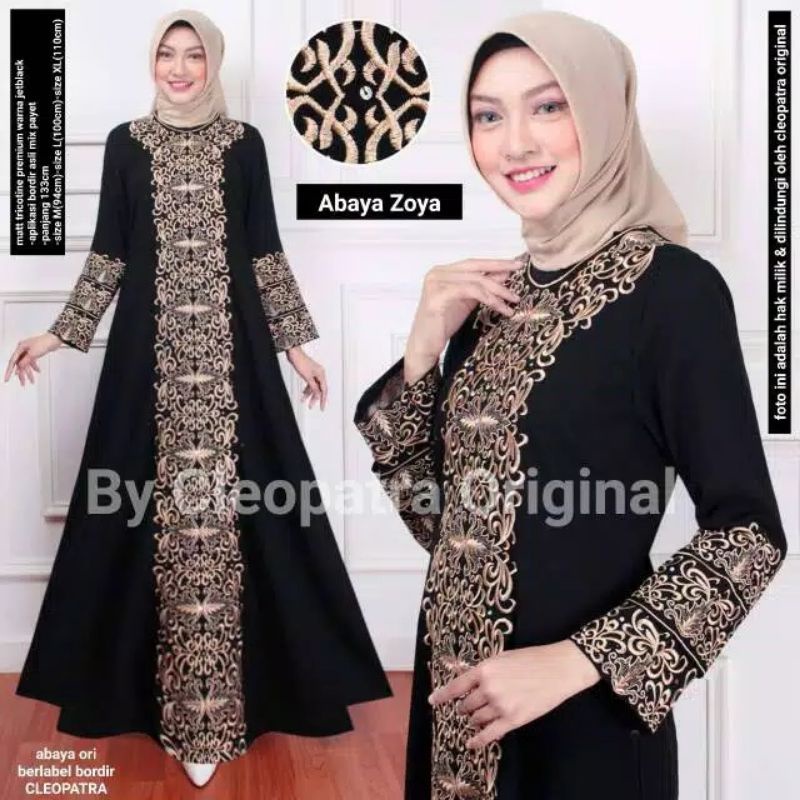 baju busana muslim abaya Gamis Couple Arab Hitam Bordir  turkey 1002-Zoya