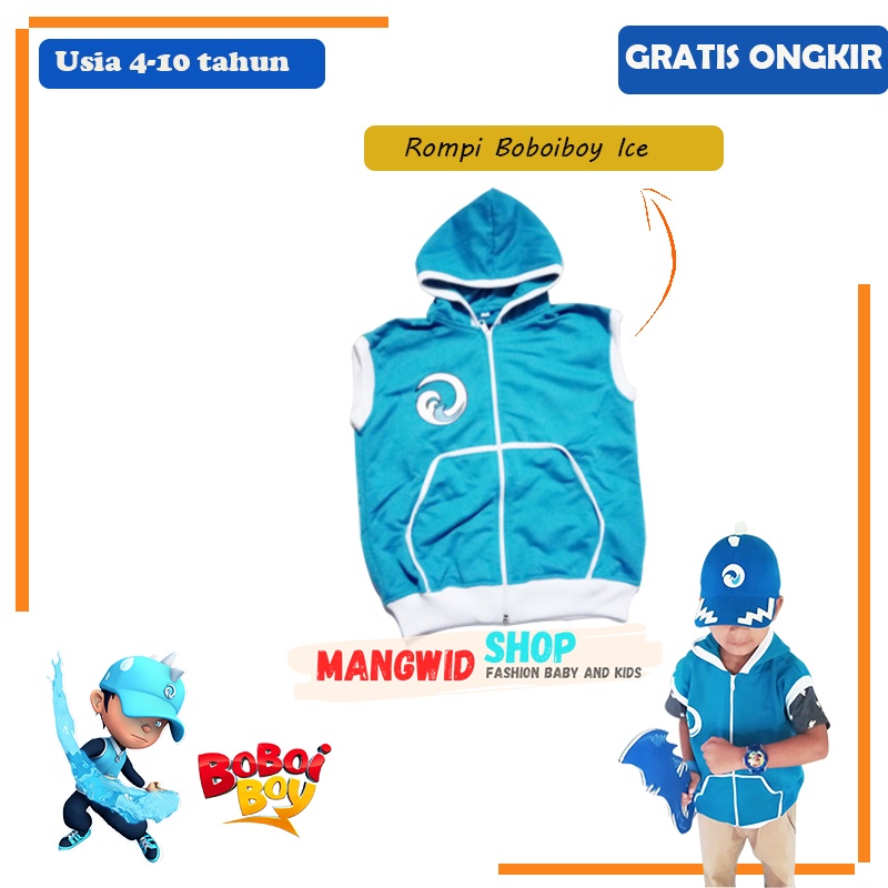 BAJU SETELAN KOSTUM JAKET ROMPI + GELANG BOY BOBOIBOY ICE ANAK LAKI LAKI USIA 4 / 5 / 6 / 7 / 8 / 9 