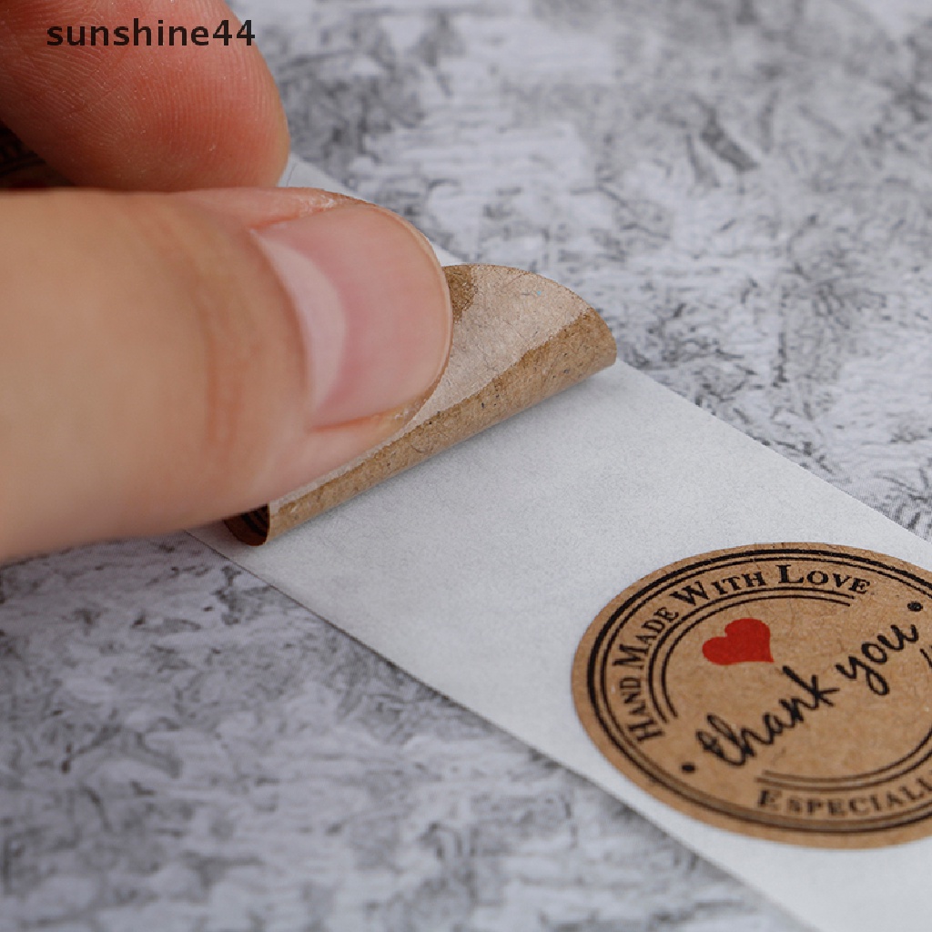 Sunshine 500pcs Stiker Label Bulat Tulisan Thank You Untuk Dekorasi Hadiah zd.