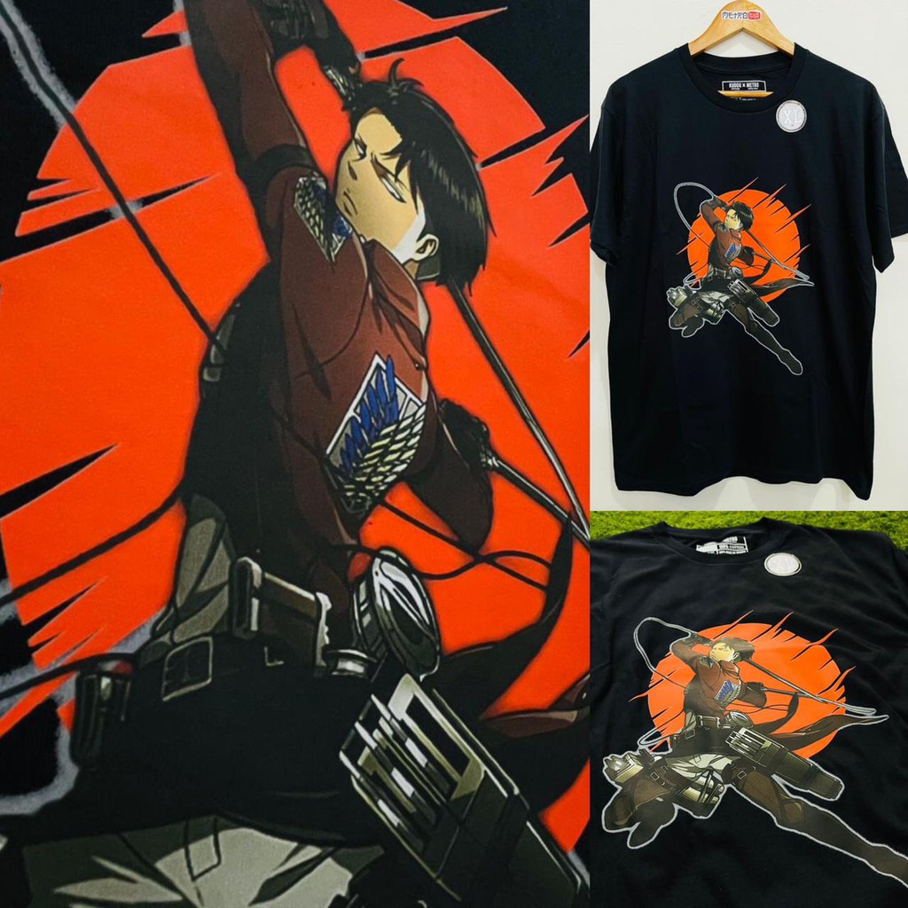 Tshirt Levi In Action Attack on Titan Premium Quality Kaos AOT SNK Shingeki No Kyojin Wibu Otaku Unisex