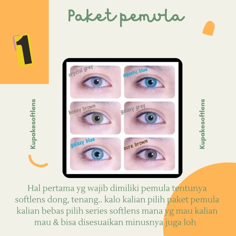 KUPAKESOFTLENS Paket Pemula Pilihan Softlens Natural atau Glamour