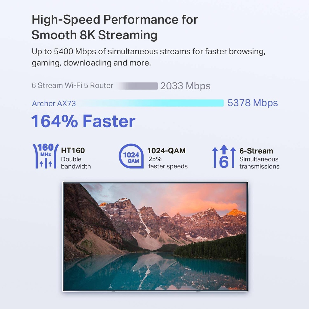 TP-Link Archer AX73 AX5400 Dual-Band Gigabit Wi-Fi 6 Router 2.4 - 5Ghz