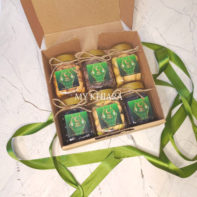 

MINI HAMPERS RAMADHAN / IDUL FITRI / IED MUBAROK / LEBARAN GREEN ISI 6 JAR
