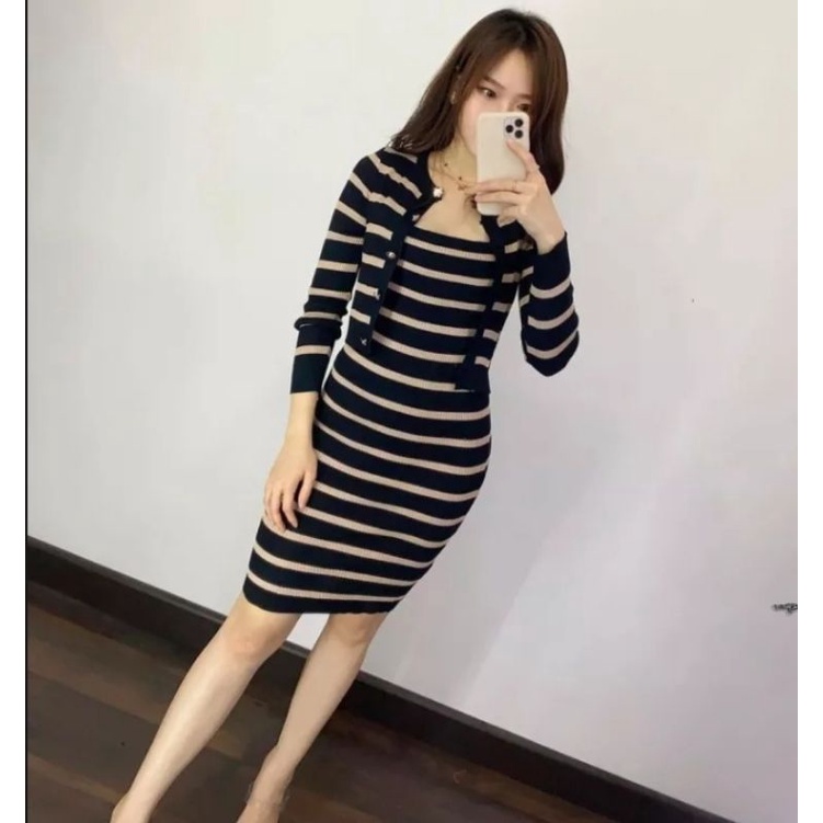 set rajut pocket/one set rajut knit wanita korea import