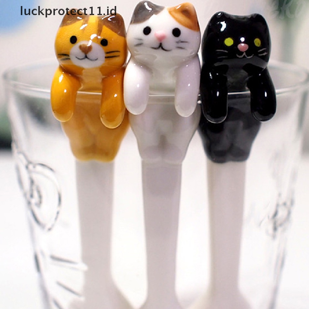 //HG&amp;ID// Kitchen Ceramic Cat Spoon Hanging Coffee Dessert Spoon Unique Ice Cream Cutlery .