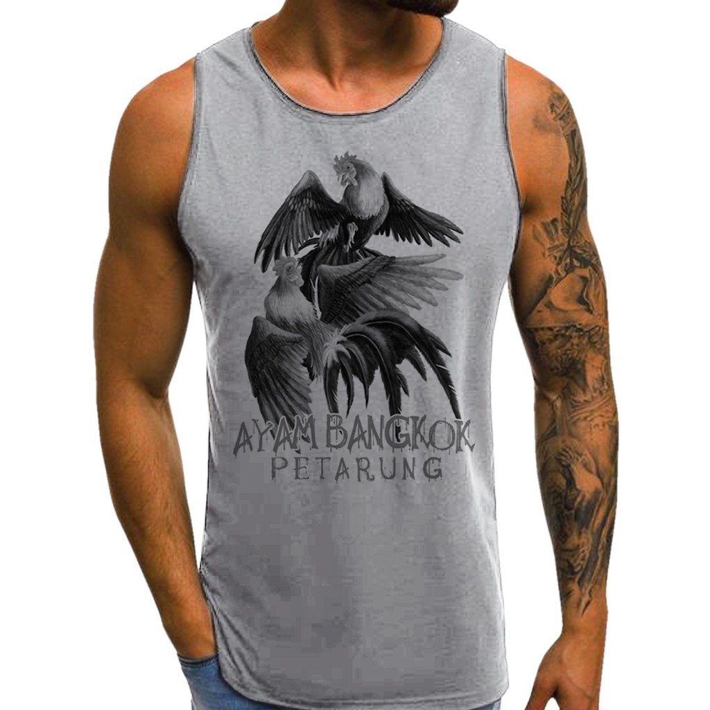 SINGLET PRIA AYAM BANGKOK KAOS TANPA LENGAN / KAOS DALAM / T-SHIRT DISTRO /SINGLET MURAH BERKUALITAS