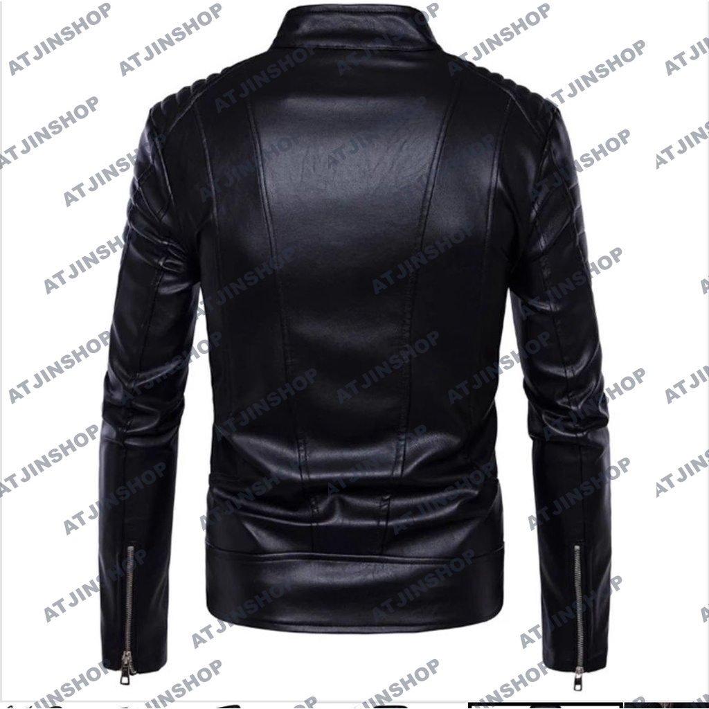 Jaket Semi Kulit Pria Motor Touring Premium Model Bikers Board Man (BBM) Bahan Vienna 100% [ Full Black/ Full Brown ]