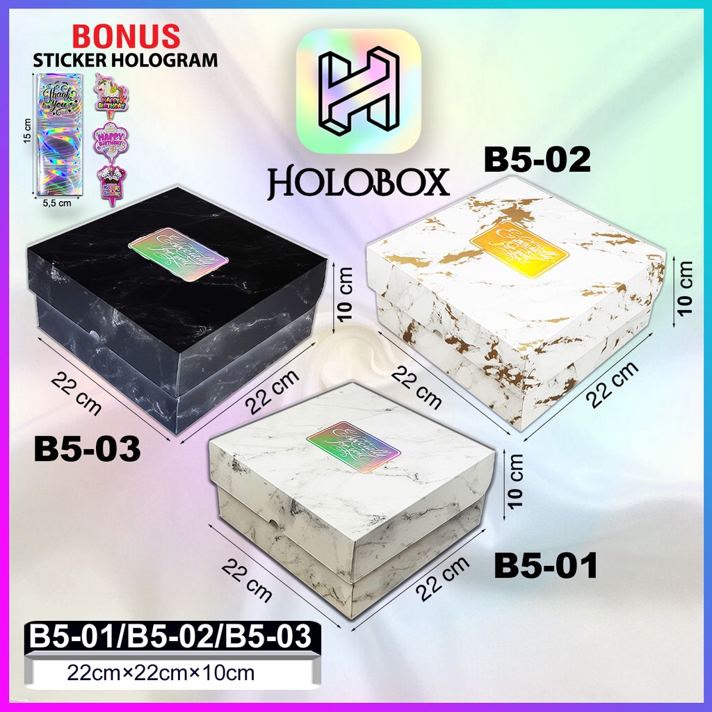 

Kotak Kue / Kado / Murah / Marbel / Serbaguna / Dus Box / Packaging / |22X22X10 / B5