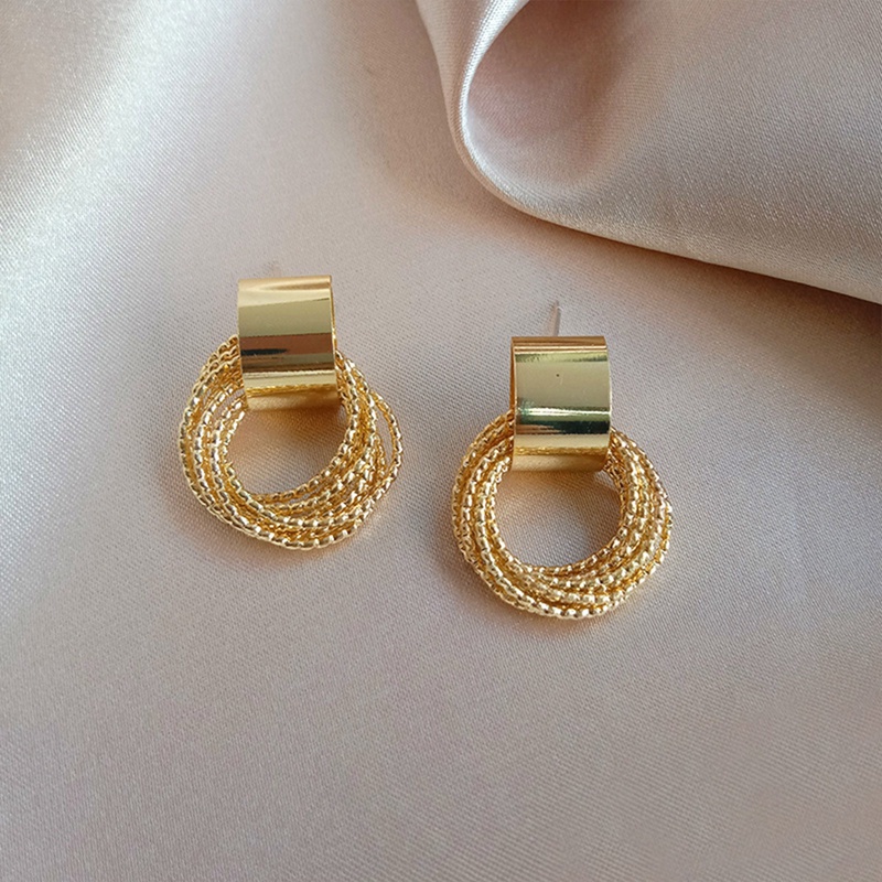 Anting Tusuk Gantung Temperament Warna Gold Gaya Koreatrendy Untuk Wanita