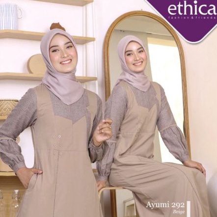 Model gamis Ethica ori syar'i syari, warna kalem memikat, favorit remaja kekinian, bahan adem banget