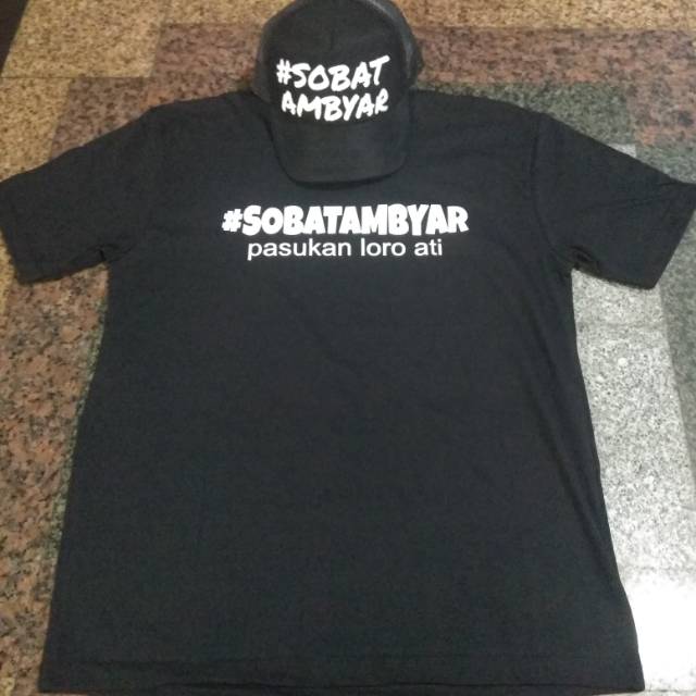 Kaos plus Topi Cendol dawet sobat ambyar Hitam