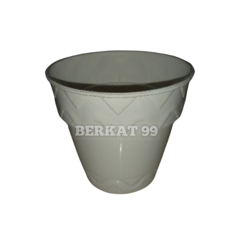 POT BUNGA / TANAMAN PUTIH MOTIF KECIL