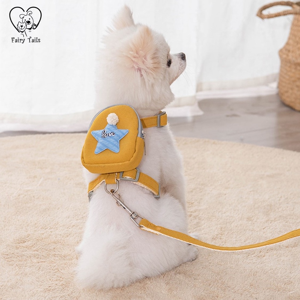 Tali Tuntun Tali Kekang dengan Tas Ransel Untuk Anabul Kucing dan Anjing Travel Outdoor | Pet Cat Dog Leash Harness with Backpack