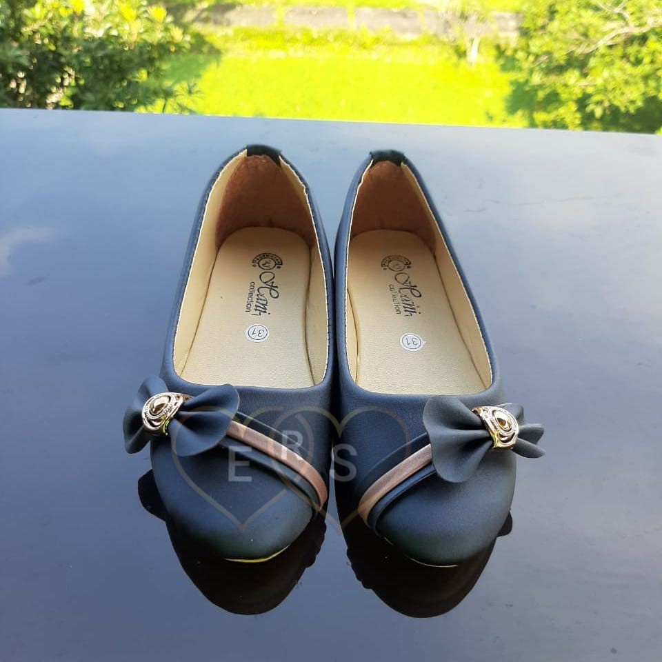 TOKOERS SBA02 Sepatu Balet, Flatshoes Anak Perempuan Umur 7 8 9 10 thn - Motif Pita with Bunga