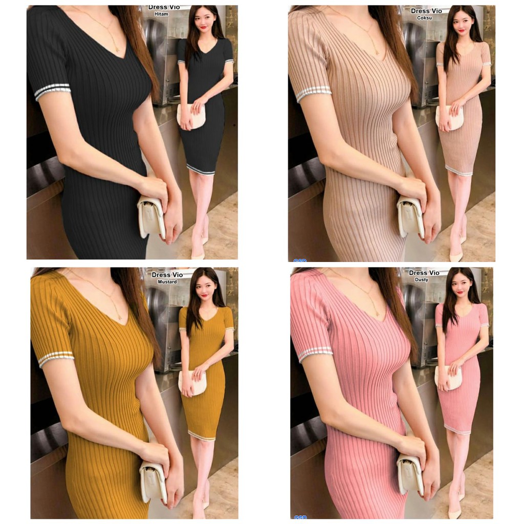 Dress vio/dress rajut/dress wanita/midi dress/terusan dress wanita/jual terusan dress