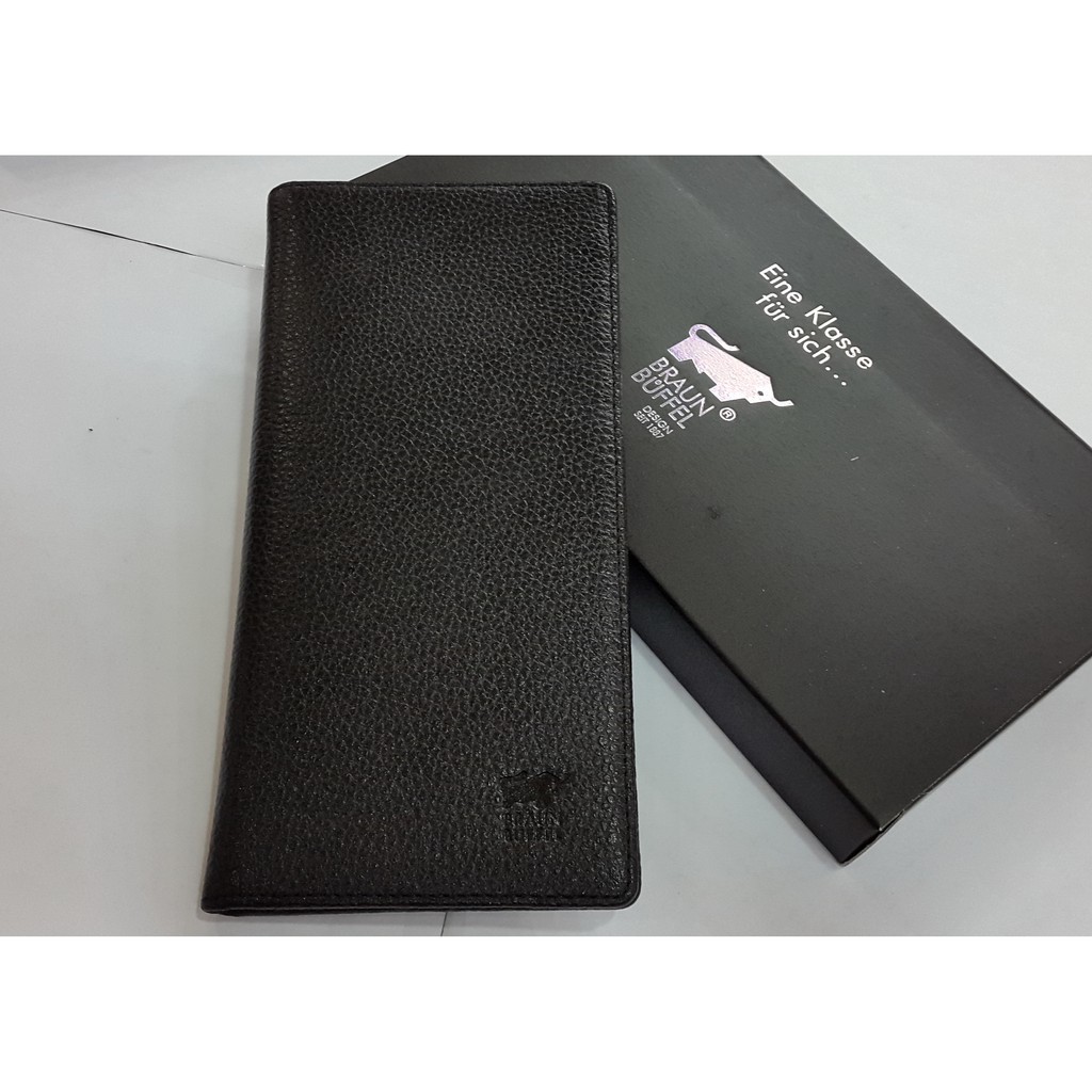 Dompet Panjang Pria Braun Buffel 588 BLACK Slim - Motif Kulit Jeruk