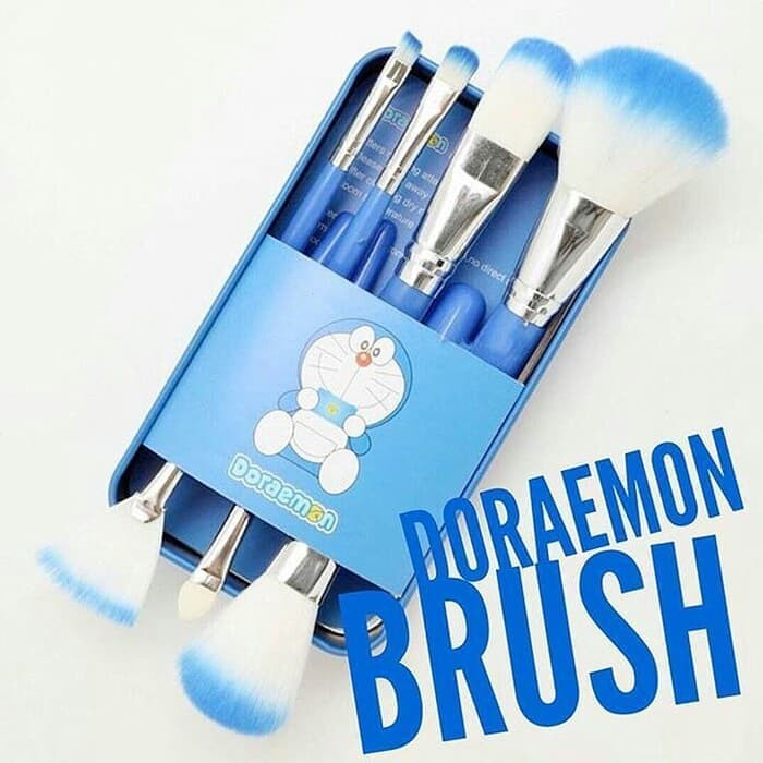 (COD)DORAEMON BRUSH KALENG 7 in 1 / make up brush / kuas doraemon