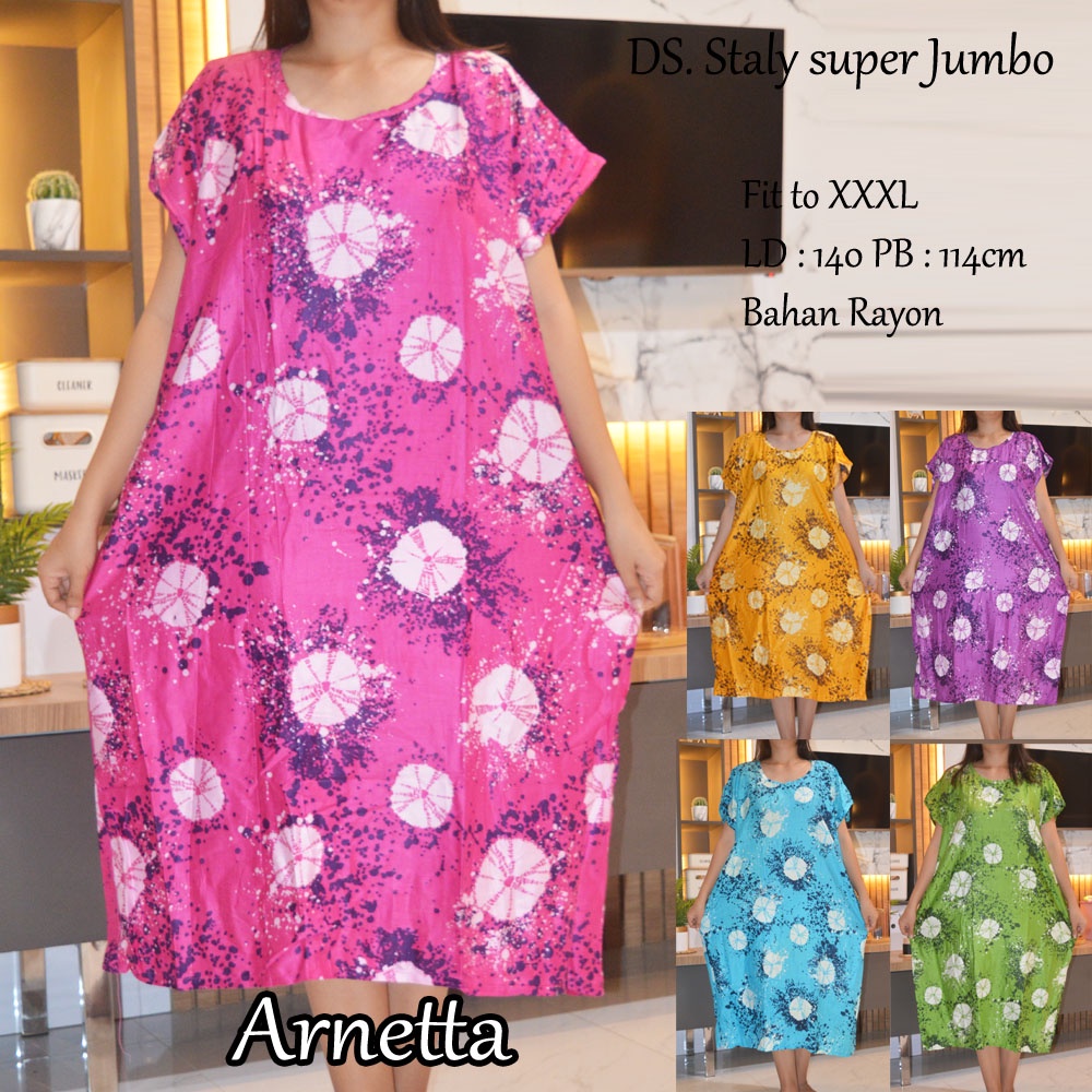 Daster super Jumbo staly LD 140 | 1kg muat 5pcs  | daster murah-Arnetta