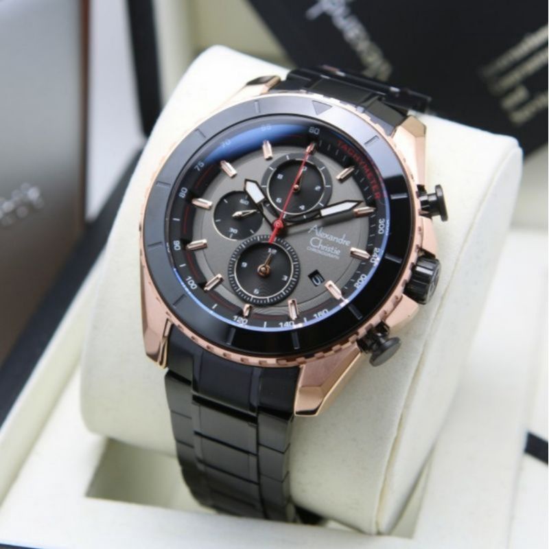 Jam Tangan Alexandre Christie AC 6503 Rantai Pria / Cowok Original