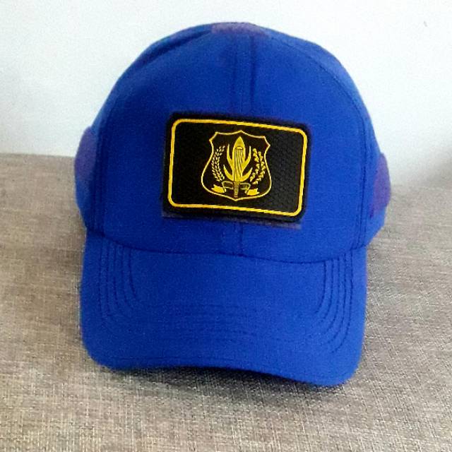 TOPI SECURITY - TOPI SECURITY LOGO KUNING - TOPI VELCRO BIRU + PATCH