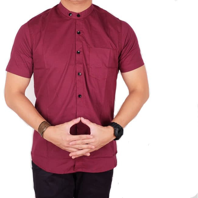 keren kemeja koko baju muslim baju koko lengan pendek pria navy