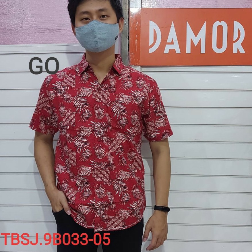 gos  DAMOR (CRESSIDA) KEMEJA BATIK LENGAN PENDEK PRIA SLIMFIT Baju Batik cowok