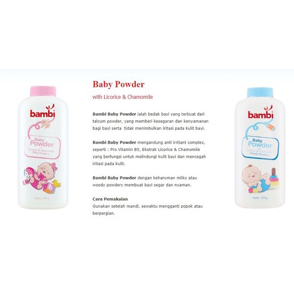 Bambi Baby Powder 100gr / 250gr / Prickly Heat Powder 100gr / Bedak tabur untuk bayi