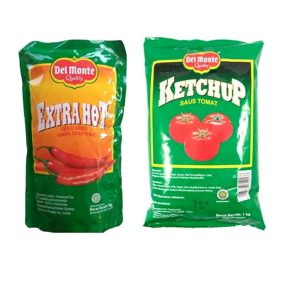 

Del monte Pouch 1kg - Extra Hot Saus Sambal / Ketchup Saus Tomat