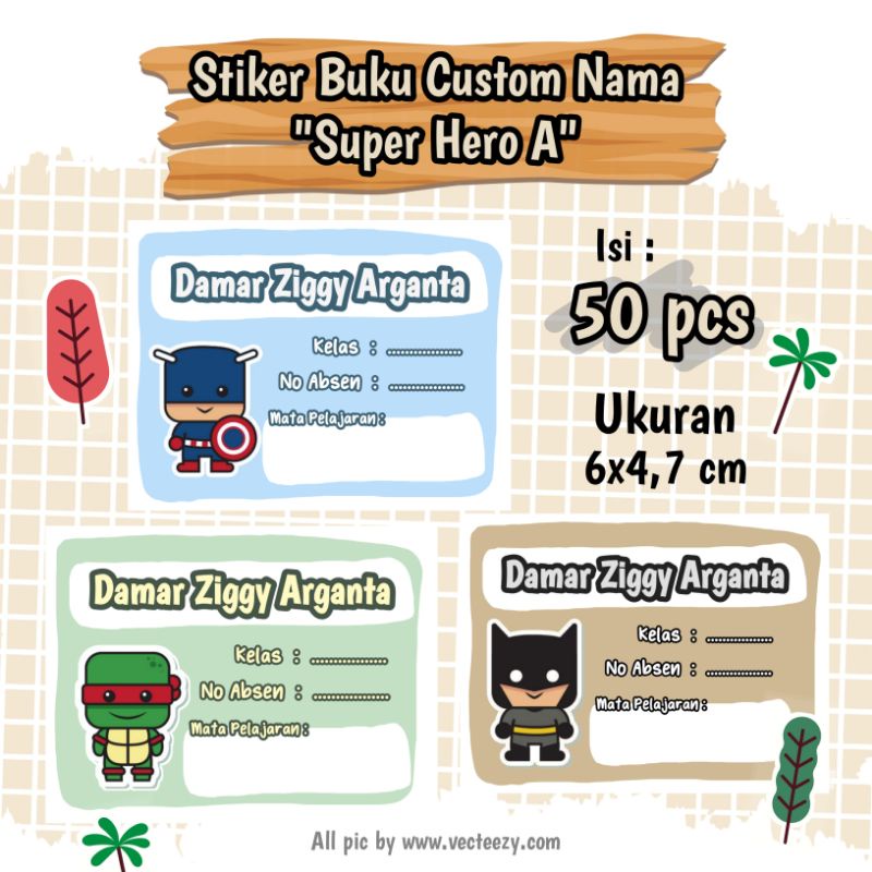 

Stiker Buku Custom Nama 50pcs Label Buku Lucu Termurah