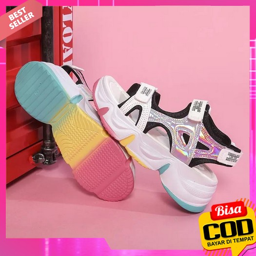 Sandal Gladiator Gunung Wanita Korea Sendal Wedges Gunung Kekinian Double Strep Sol Pelangi Fs 276