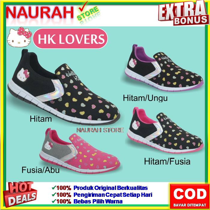 SEPATU ANAK ANDO ORIGINAL HELLO KITTY HK LOVERS SEPATU PEREKAT VELCRO RINGAN KUALITAS IMPORT LIMITED EDITION