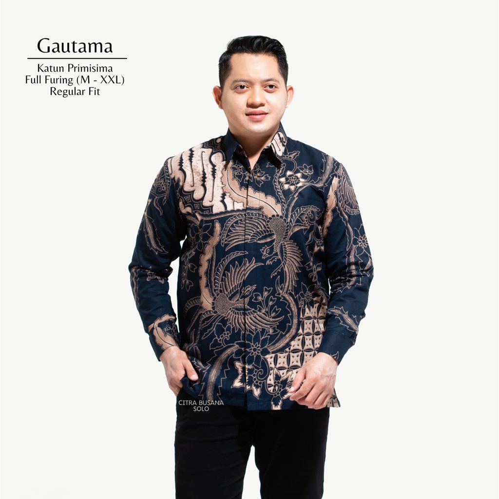 GAUTAMA Kemeja Batik Pria Full Furing Bahan Katun Primisima