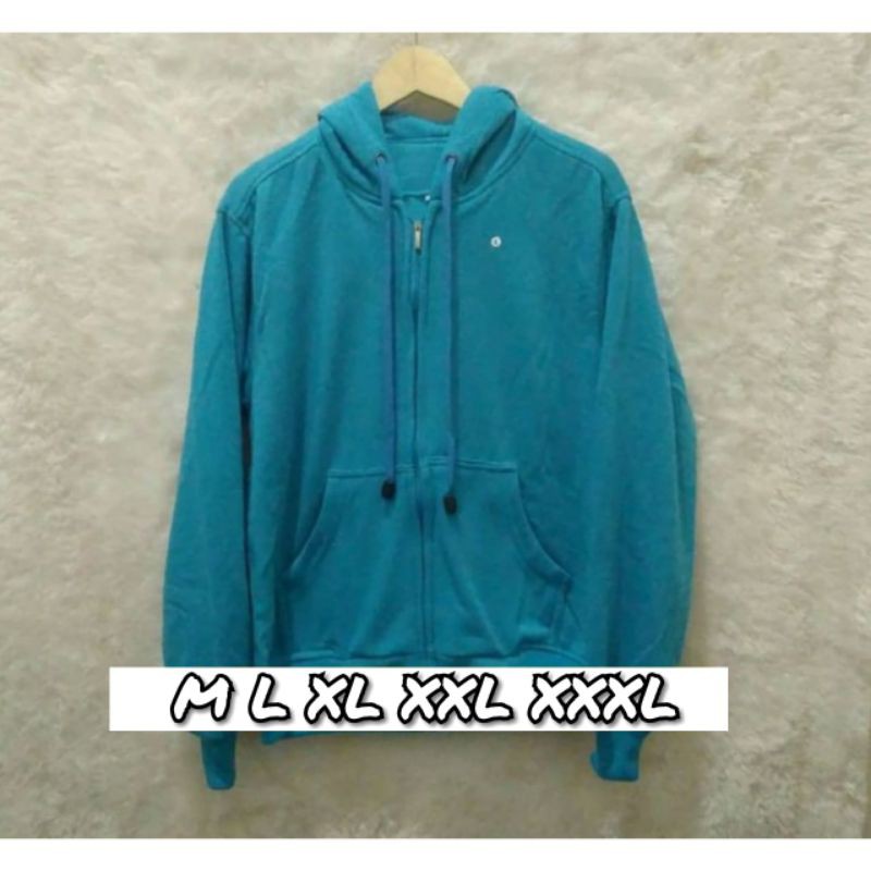 JAKET HOODIE ZIPPER JUMBO PRIA WANITA M L XL XXL XXXL SWEATER SWEATER BIG SIZE HIJAU TOSCA