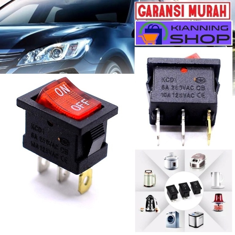 Saklar On Off Nyala Kotak Led Lampu Indikator 3 Pin Listrik Ac Motor Mobil Truck Dc 12 Volt 24 Volt