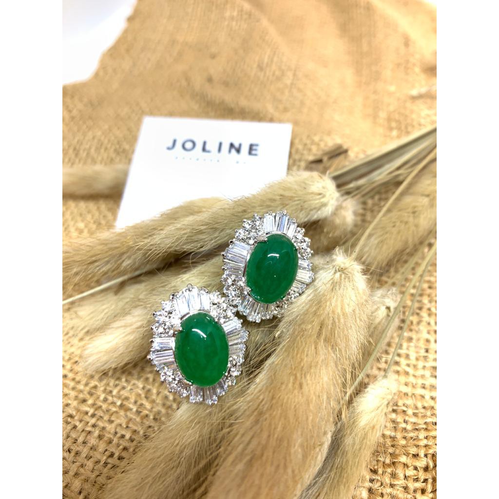 Anting Silver Batu Zircon Hijau Cubic 3916