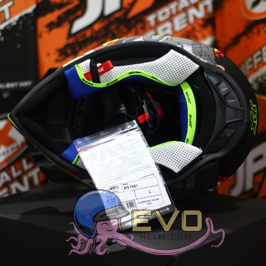 HELM JPX CROSS_FOX1 SERI X32 - FLUO YELLOW DOFF + GOOGLE SNAIL (ONGKIR 2 KG) HELM JPX TERBARU