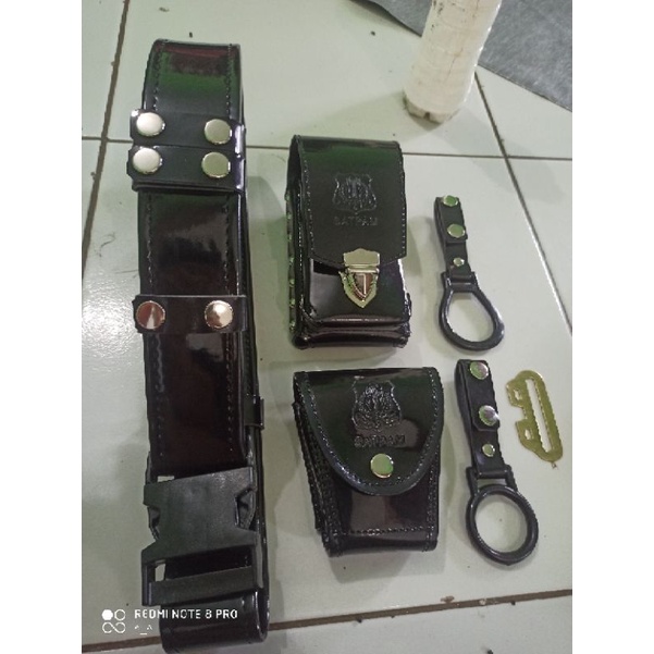kopel setelan SATPAM hitam lengkap logo pres
