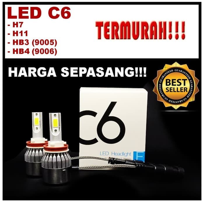 Lampu LED Mobil Headlight Lampu Utama C6 H1 H3 H7 H11 HB3 HB4 by ADN.in