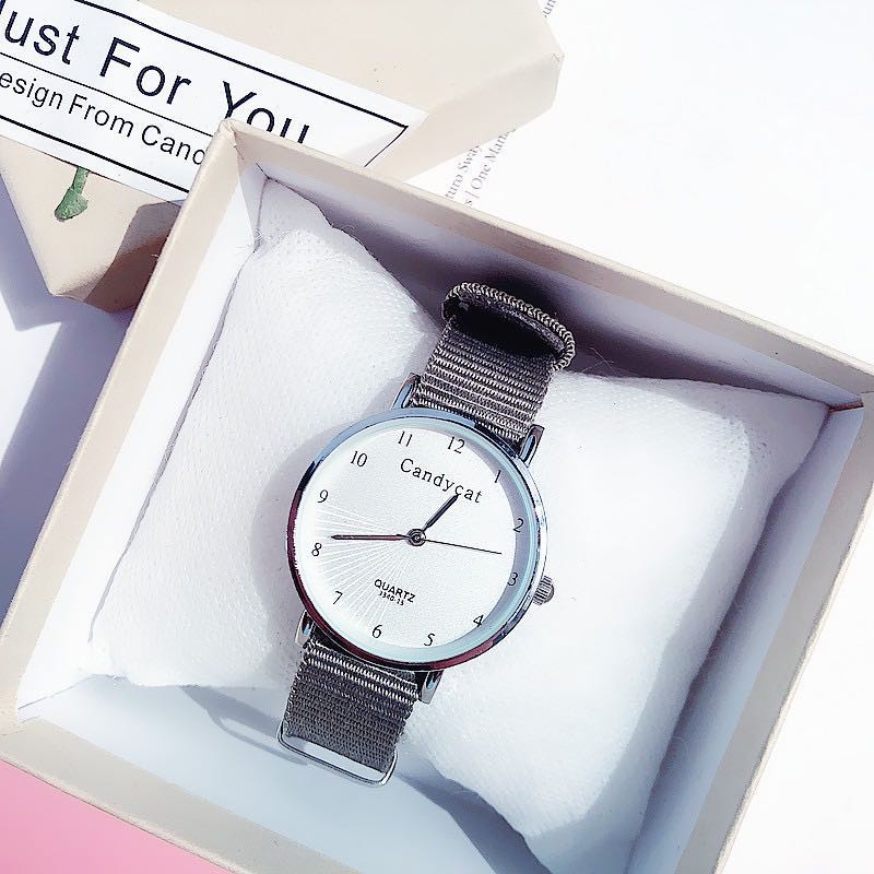 [BAYAR DITEMPAT] Jam Tangan Wanita Analog Quartz Casual Simple Chic Strap Nylon Untuk Fashion Watch