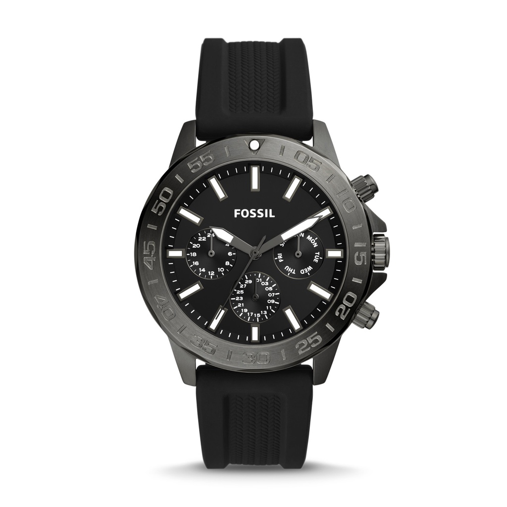 Fossil Bannon Multifunction Black Silicone Jam Pria - BQ2711