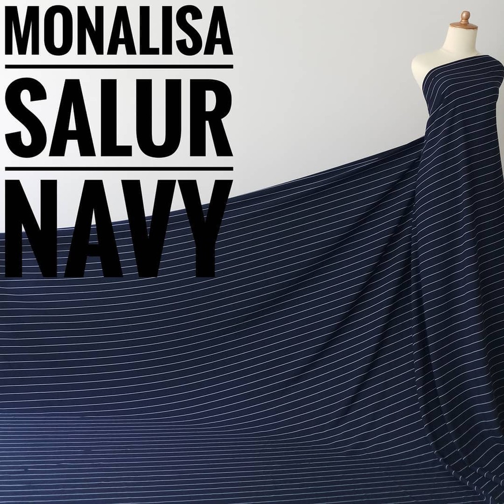 LAST STOCK Kain Meteran Monalisa Salur Navy (0.5M)