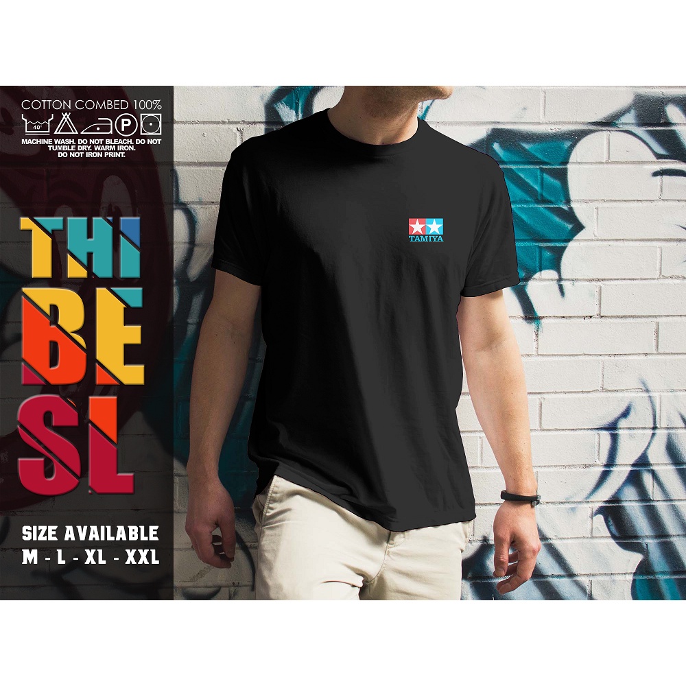 KAOS / BAJU / T-SHIRT DISTRO PRIA WANITA TAMIYA LOGO KECIL KAOS MINI 4WD RACING RACER MURAH KEREN - 