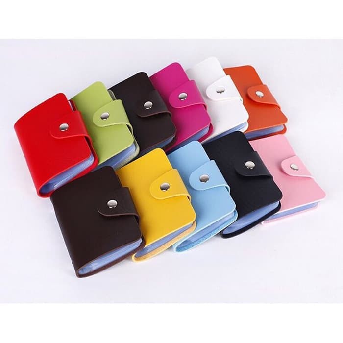 Dompet Kartu Kulit 24 Slot Kartu Card Holder Kulit Import Warna Polos