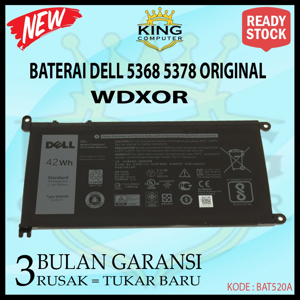 BATERAI BATERE DELL 13-5368 7560 14-7460 15-5568 5567 WDXOR ORIGINAL