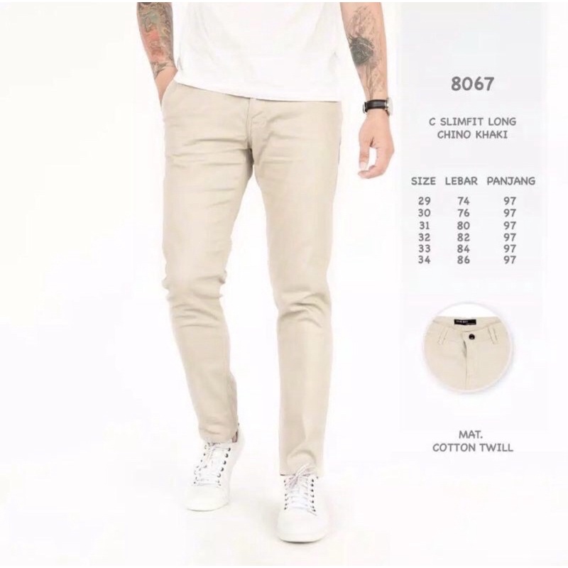 Celana Chinos pria cowok Slimfit Long Chinos 28-34 Celana Chinos pria tren kekinian