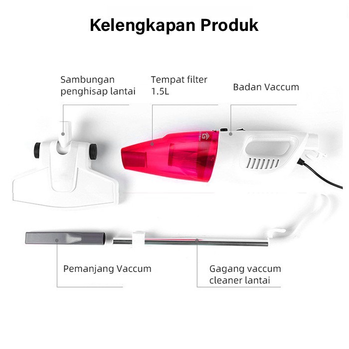 Laris_unik Vacuum Cleaner Electric Penyedot Debu 2 in 1 vacum pembersih debu 2 in 1 jinjing + standing Vacuum Cleaner Penyedot Debu Mobil Vacuum Cleaner Kapasitas 1.5 Liter Vacuum Penghapusan/tungau/sterilisasi Pembersih Pengisian kabel