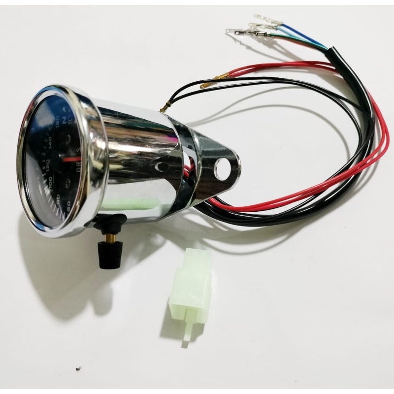 Speedometer Motor Universal Bulat Hitam/ Spidometer Motor Bulat Hitam