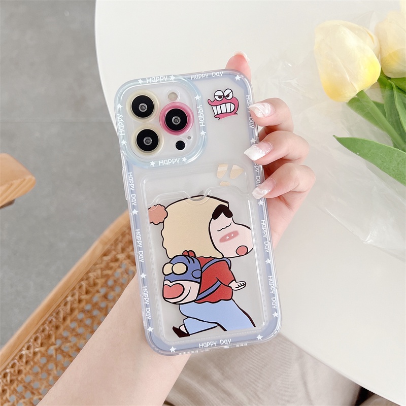 Soft Case Pelindung Lensa Transparan Desain Crayon Shinchan Untuk iPhone 12 13 Pro MAX 11 X XR XS MAX 7 8 Plus