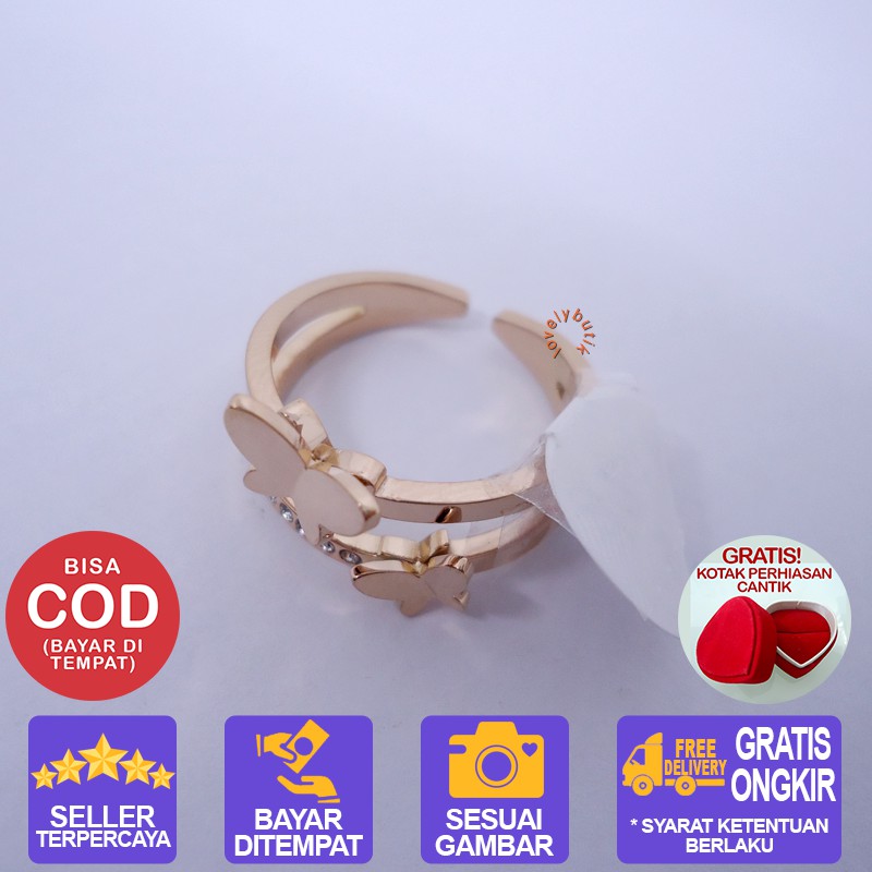 Lovelybutik Cincin Titanium Wanita Anti karat Selamanya Mustika Cincin Wanita Titanium Model Kupu